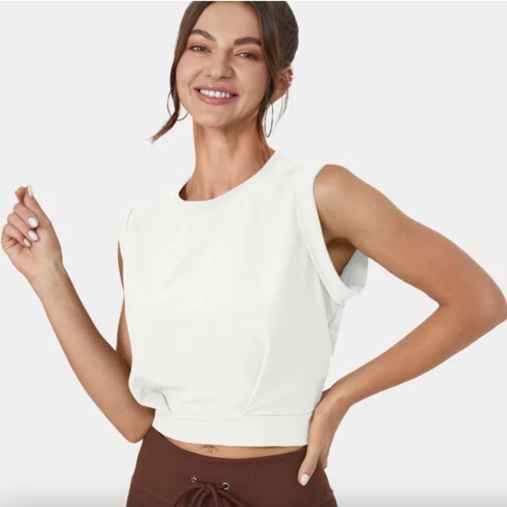 HALARA Crew Neck Sleeveless Cropped Yoga Tank Top